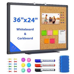 Maxtek 36"x24" Magnetic Whiteboard & Cork Combo