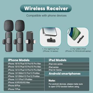 MAYBESTA Wireless Mini Mic for iPhone, Android, Vlogging
