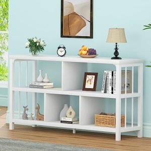 IBF Low White Wood Bookshelf - Industrial Cubby 47"