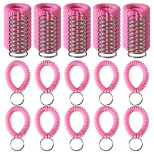 60-Pack Colorful Wrist Coil Keychain for Keys & IDs