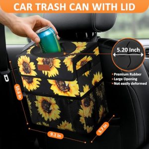 Vankor Cute Sunflower Car Trash Can – Hanging, Leakproof