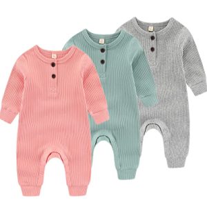 Newborn Baby Ribbed Romper 3-Pack – Long Sleeve Jumpsuit