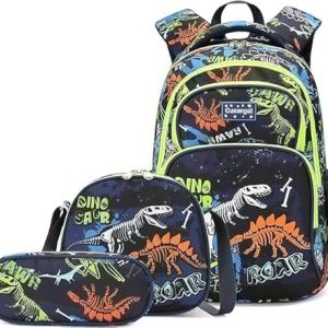 Cusangel 3Pc Boys Dino Backpack Set w/Lunch Box