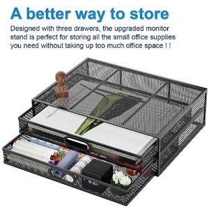 Marbrasse Monitor Stand Riser w/ Dual Storage Drawer