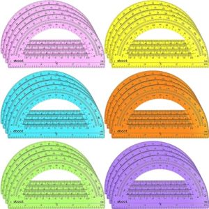 EBOOT 24-Pack 180° Plastic Math Protractors (Multi-Color)