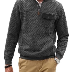 Men’s 1/4 Zip Pullover Sweater – Geometric Texture Knit