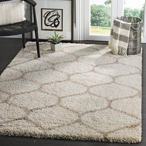 SAFAVIEH Hudson Shag Area Rug: 6'x9' Ivory/Beige Trellis