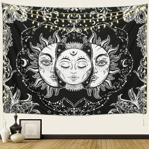 Mystic Sun & Moon Tapestry - Black & White Wall Hanging