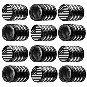 American Flag Tire Valve Stem Caps (12-Pack) Black