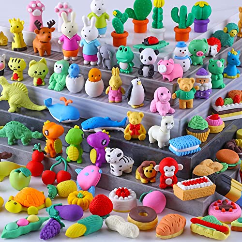 200 Pack Animal Erasers - Bulk 3D Puzzle Erasers for Kids
