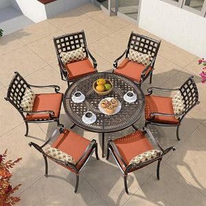 PURPLE LEAF 7-Piece Cast Aluminum Dining Set
