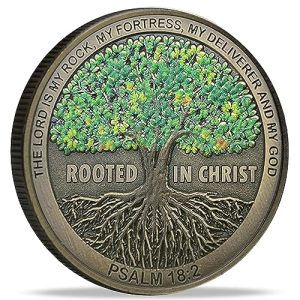 Rooted in Christ Challenge Coin - Faith-Based Gift