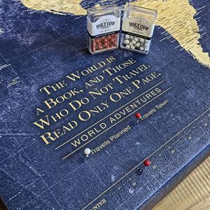 Personalized Gold & Navy Push Pin World Map for Travelers