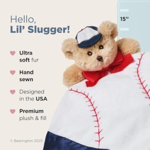 Bearington Lil’ Slugger Baseball Lovey – Plush Security Blanket