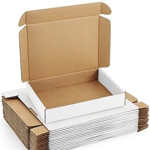 Poever 11x8x2″ White Shipping Boxes | 25-Pack Mailers