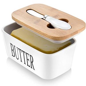 Elegant Ceramic Butter Dish with Lid & Knife - White Kitchen