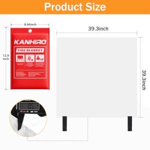 KANHIRO Emergency Fire Blanket 4-Pack (39×39 in)