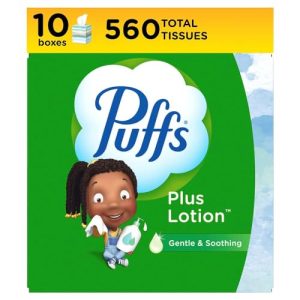 Puffs Plus Lotion Facial Tissues, 10 Cube Boxes