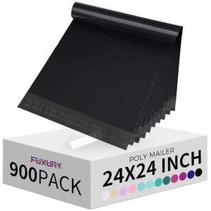 Fuxury 24x24" Black Waterproof Poly Mailers | 900-Pack