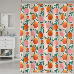 COSEVIER Peach Shower Curtain | Vibrant Fruit Design, 72×72 Inch