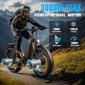 HiKNiGHT Dual Motor Ebike – 3000W Peak, 52V 20AH Fat Tire