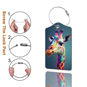2-Pack Cute Leather Luggage Tags with Privacy Cover