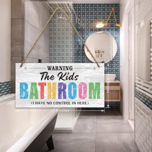 Funny Kids Bathroom Wooden Sign Decor Set – “I Have No Control In Here”