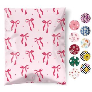 Fuxury 50x 10×13″ Pink Bows Poly Mailers for Clothing
