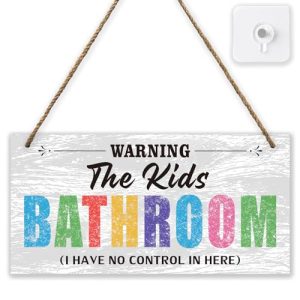 Funny Kids Bathroom Wooden Sign Decor Set – “I Have No Control In Here”