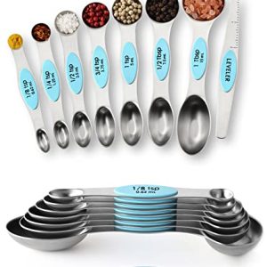 Spring Chef Magnetic Measuring Spoons Set – 8 Piece Aqua Sky