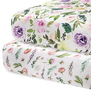Pobibaby 2 Pack Floral Crib Sheets - Ultra-Soft Cotton Blend