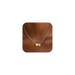 14K Gold Plated Bubble Heart Initial ‘A’ Necklace for Girls