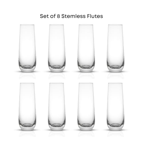 JoyJolt Milo Stemless Champagne Flutes Set - 8 Crystal Glasses - Image 3