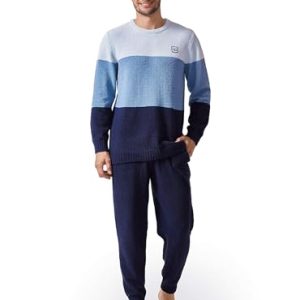 DAVID ARCHY Men’s Ultra-Soft Fleece Pajama Set – Navy