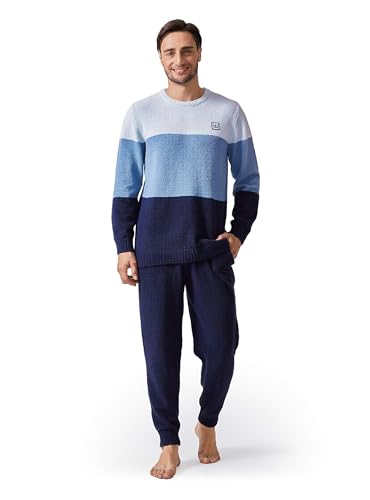 DAVID ARCHY Men's Ultra-Soft Fleece Pajama Set - Navy
