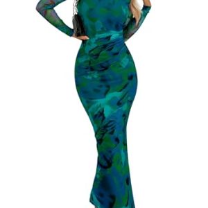 Floral Print Bodycon Maxi Dress for Fall & Spring