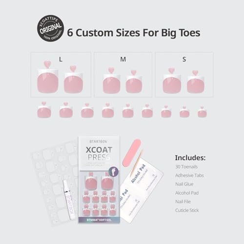 BTArtbox Lamp-Curable French Tip Square Press On Toenails - Image 3