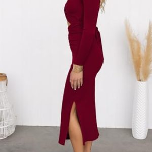 HUUSA Women’s Fall Knitted Bodycon Dress – Classy Casual Party