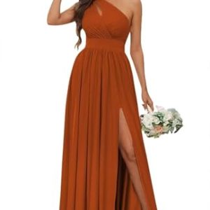 Plus Size Chiffon Bridesmaid Dress – Burnt Orange Gown