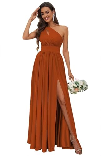 Plus Size Chiffon Bridesmaid Dress - Burnt Orange Gown
