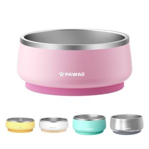 Pawaii Insulated Stainless Steel Dog Bowl with ID Tag (34oz)