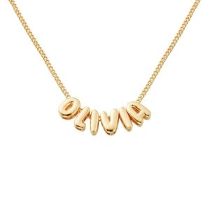 Custom Bubble Name Necklace – Gold Plated 3D Letter Jewelry