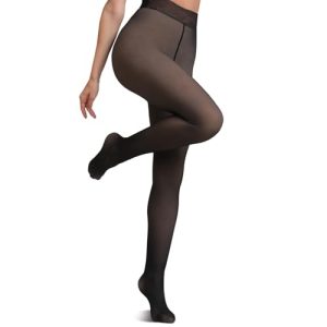 JIZ Thermal Tights: Fleece Lined, Translucent Look, Winter Warmth