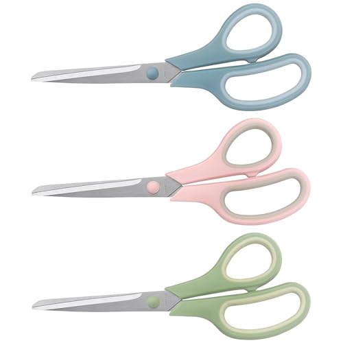 LONGKEY All-Purpose 8.5 Inch Scissors - 3 Pack Comfort-Grip
