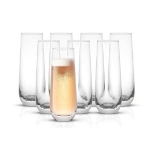 JoyJolt Milo Stemless Champagne Flutes Set – 8 Crystal Glasses