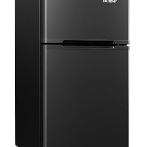EUHOMY 3.2 Cu.Ft Mini Fridge with 2-Door Freezer – Black