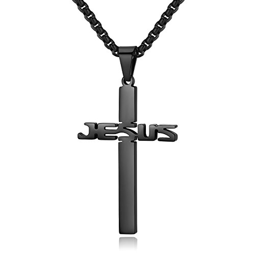 REVEMCN Stainless Steel Jesus Cross Pendant Necklace - Faith Gift