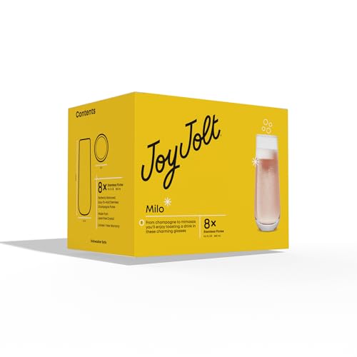 JoyJolt Milo Stemless Champagne Flutes Set - 8 Crystal Glasses - Image 9