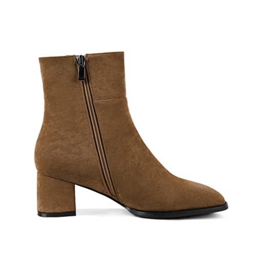Eldof Women's Suede Chelsea Ankle Boots - Square Toe Block Heel - Image 5