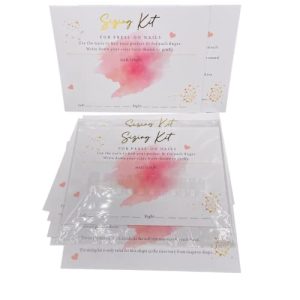 30-Pack Pink Gold Foil Press On Nail Sizing Kit Cards